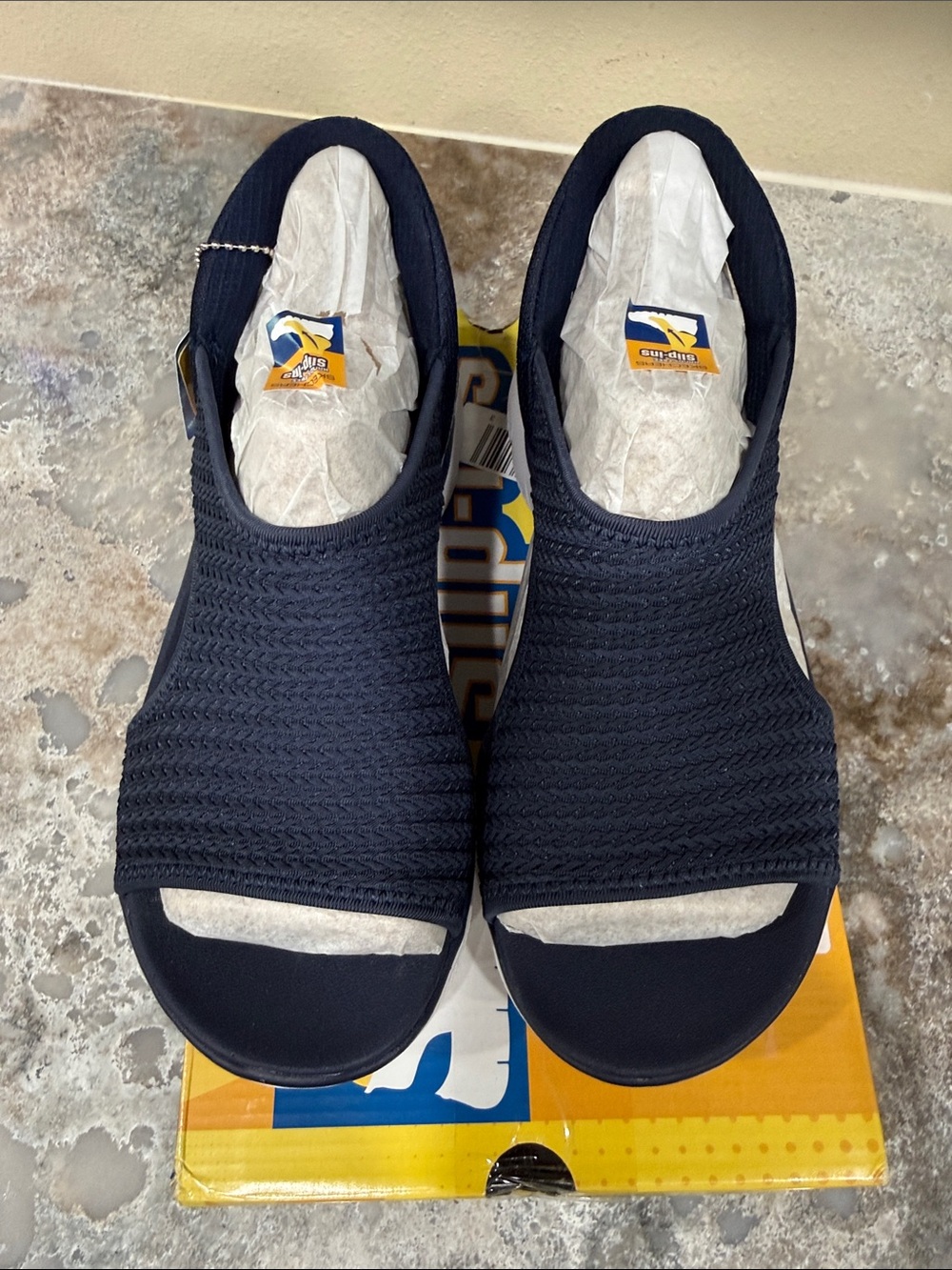 Skechers Navy Open-Toe Slip-In Sandals - Picture 3 of 4